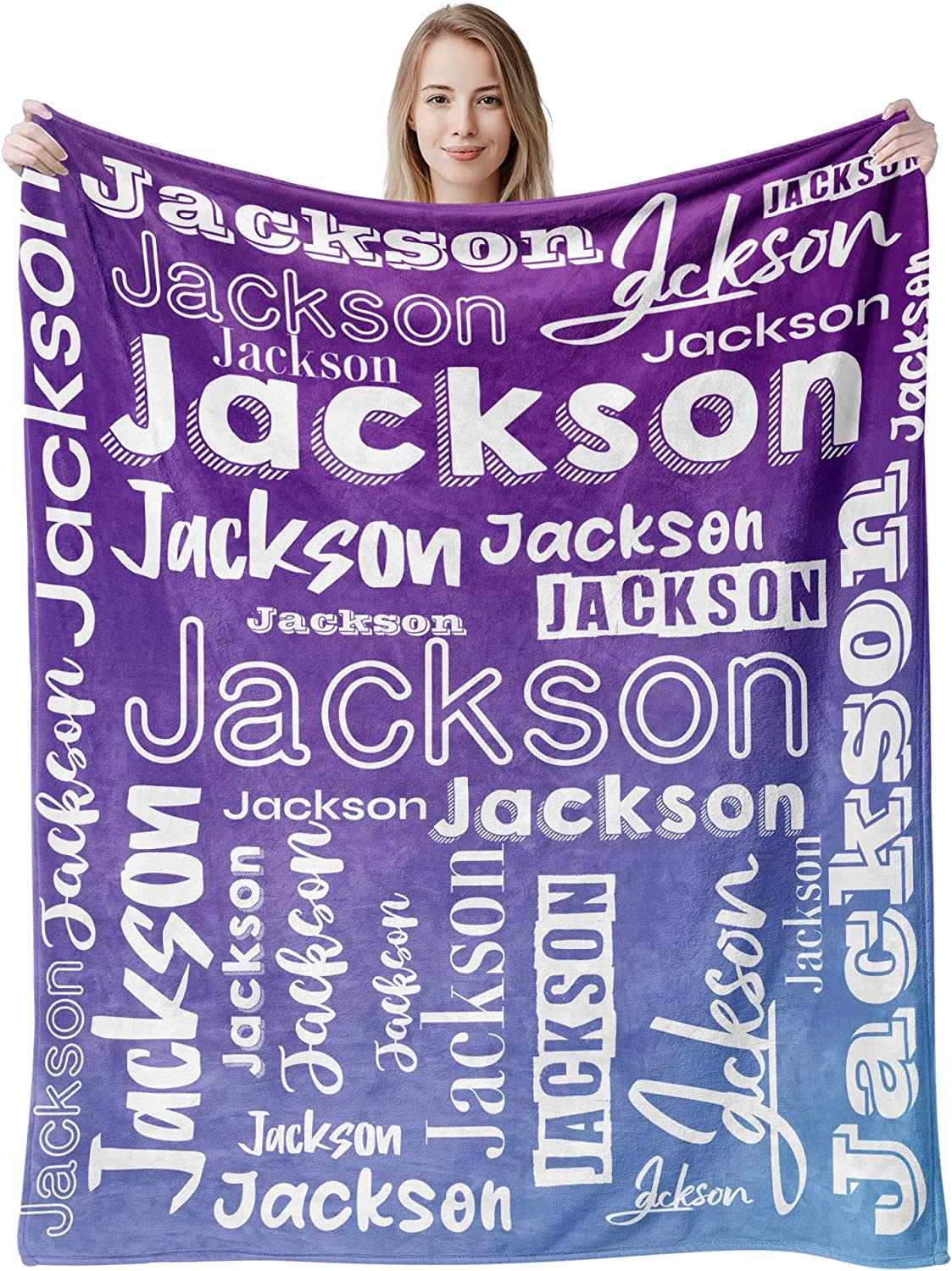 Personalized Name Fade Out Word Art Multi Colors Fleece Blanket