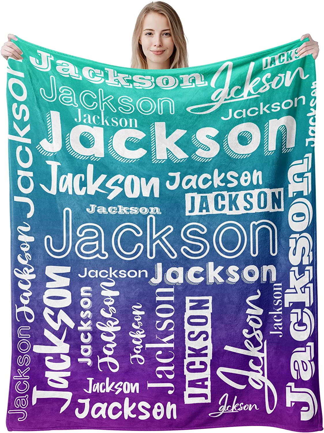 Personalized Name Fade Out Word Art Multi Colors Fleece Blanket