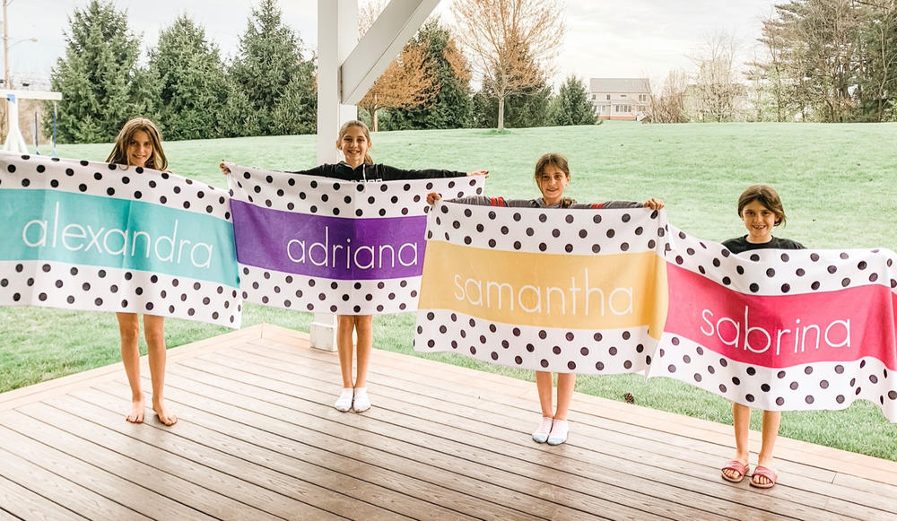 Personalized Beach Towel Polka Dot