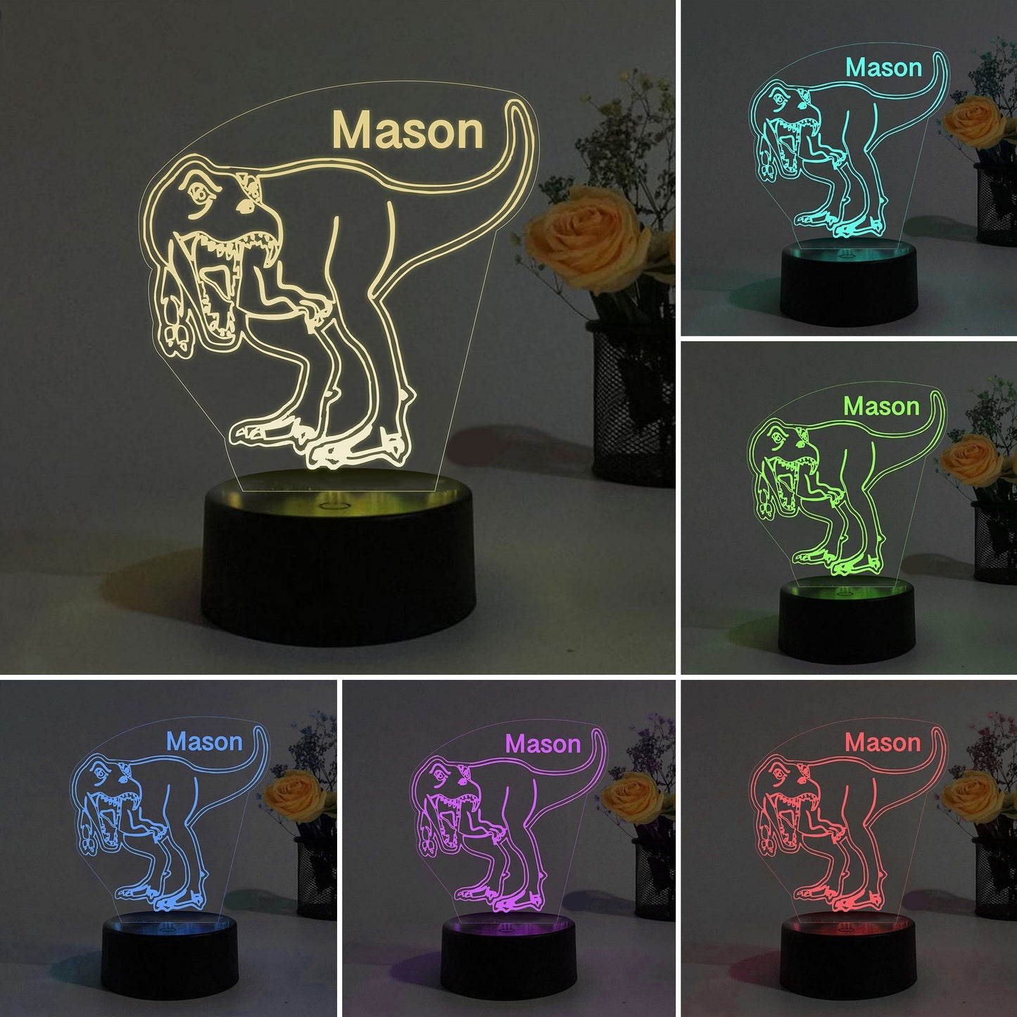 Personalized Color Change T'rex Bedroom Boys Girls Night Lights III28