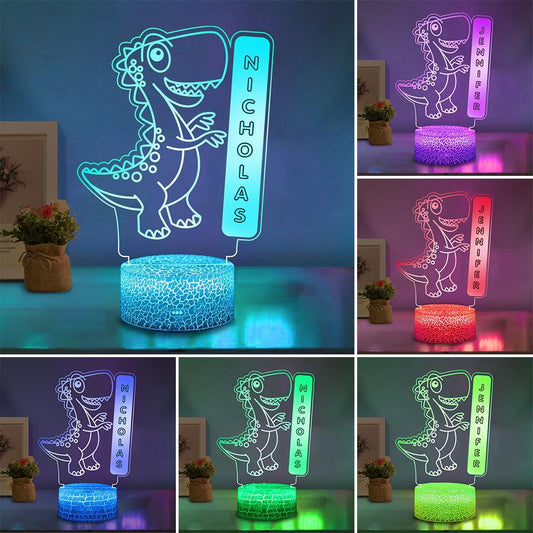 Personalised Dinosaur Colour Change Light LED Bedroom Night Light Boys Girls Mood Lighting 10