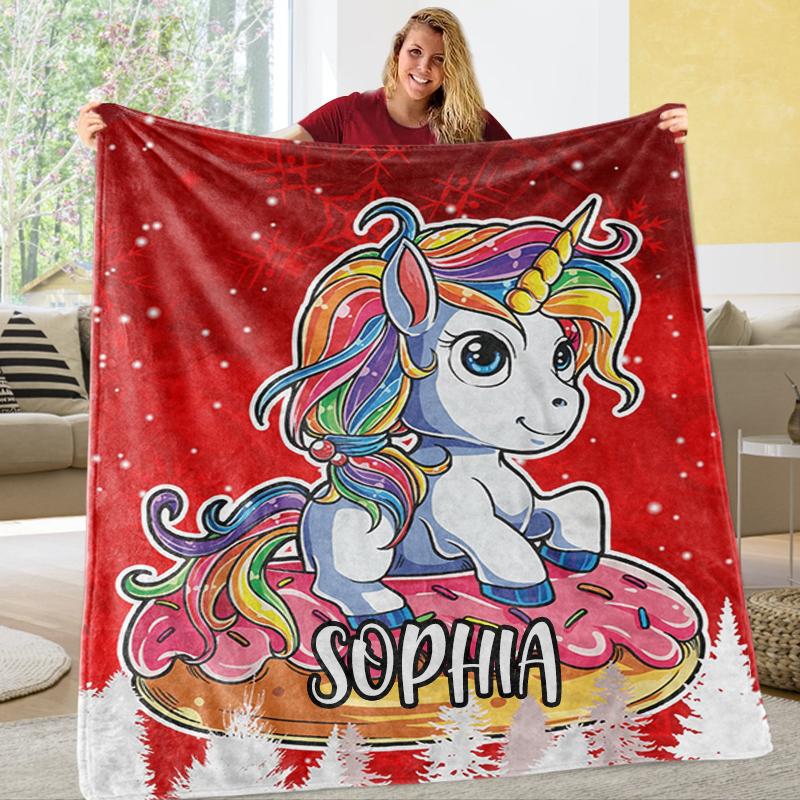 Custom Magical Unicorn Name Blankets Red