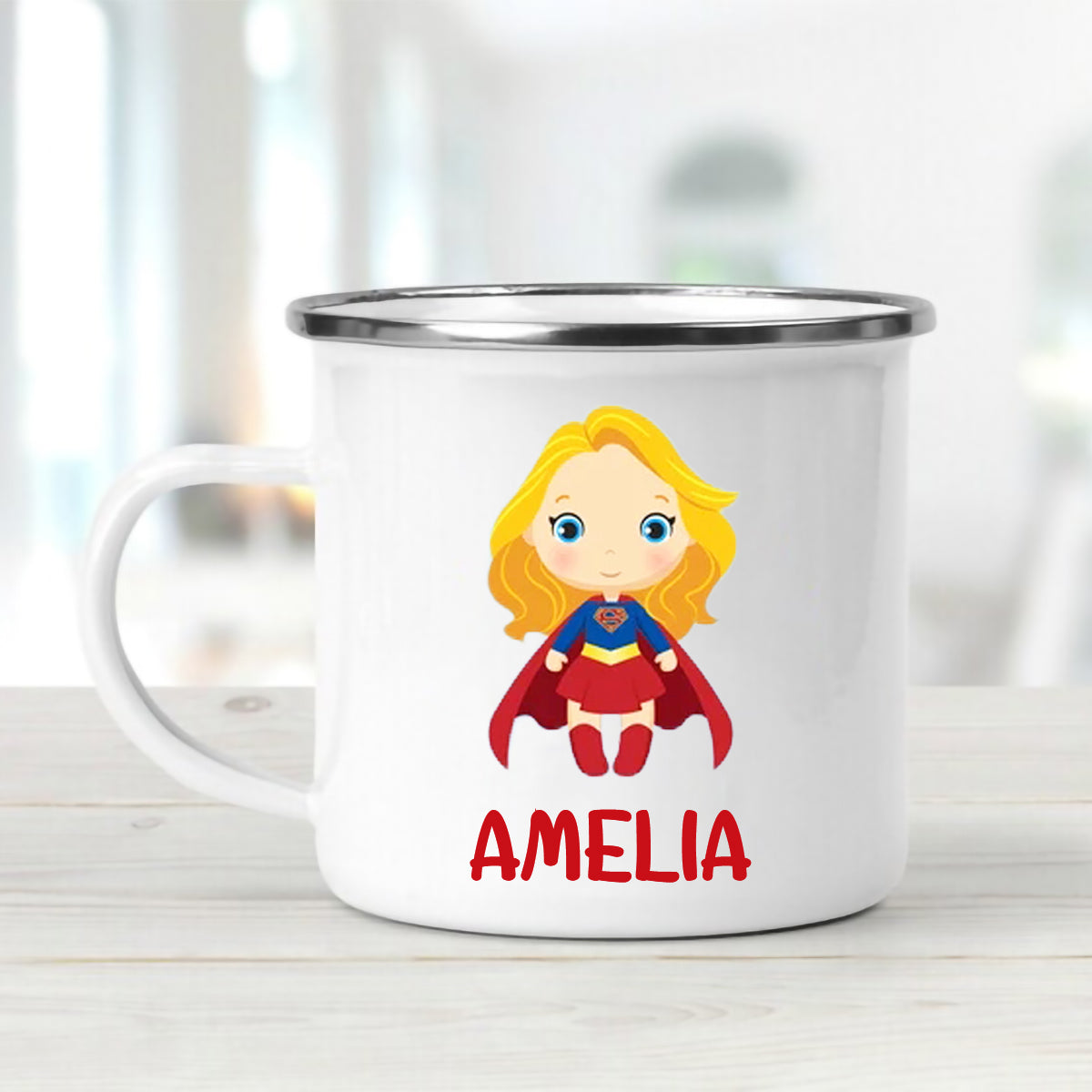 Personalized Super Girl Enamel Mug