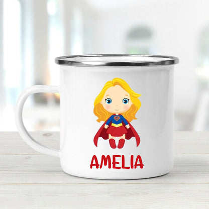Personalized Super Girl Enamel Mug