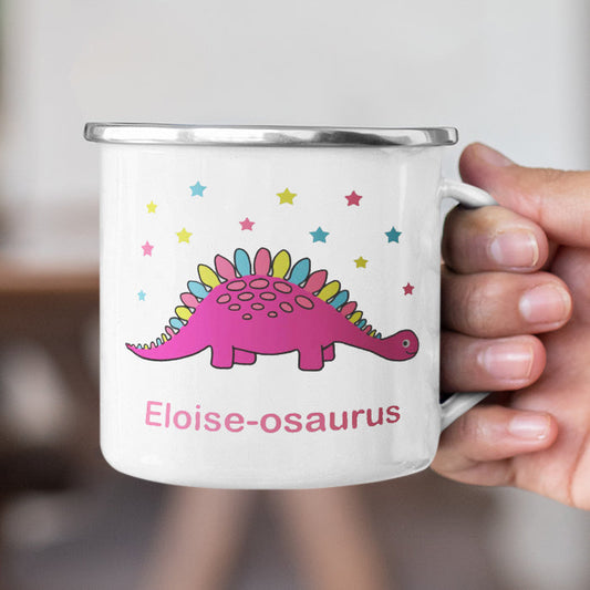 Personalized Multi Colors Rim Enamel Dinosaur Kids Mug | 22112808