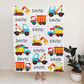 Personalized Minky Swaddle Blanket Trucks