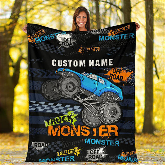 Custom Name Fleece Cartoon Blanket II03 - Truck