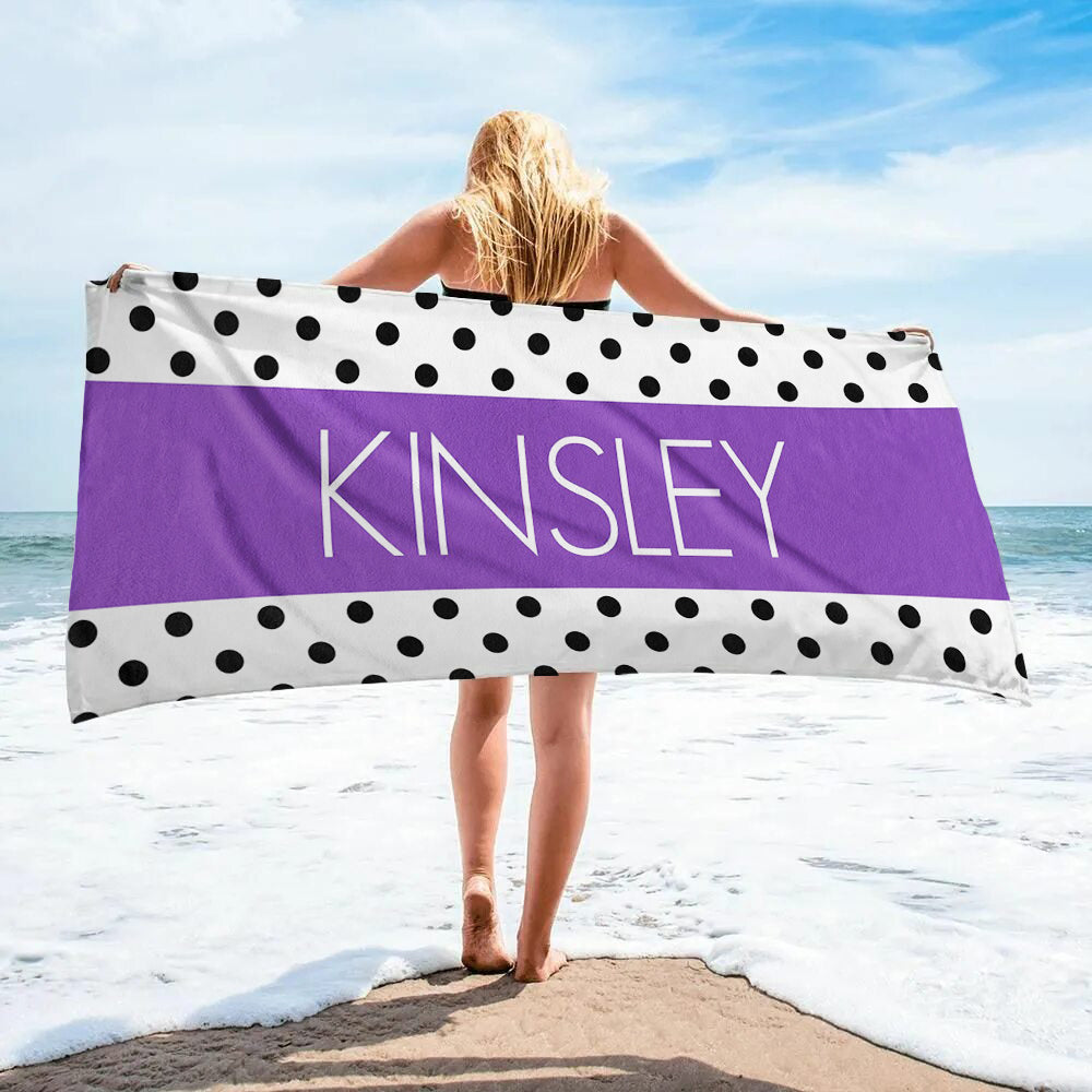 Personalized Beach Towel Polka Dot