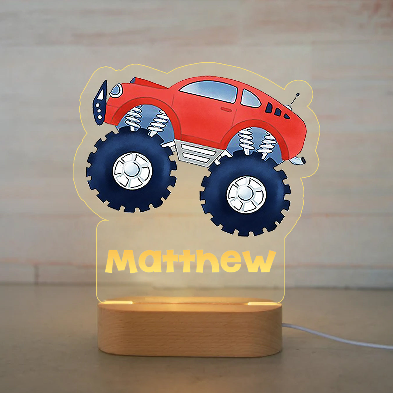 Personalized Cartoon Wood-base Night Light with LED Lighting for Children -I36