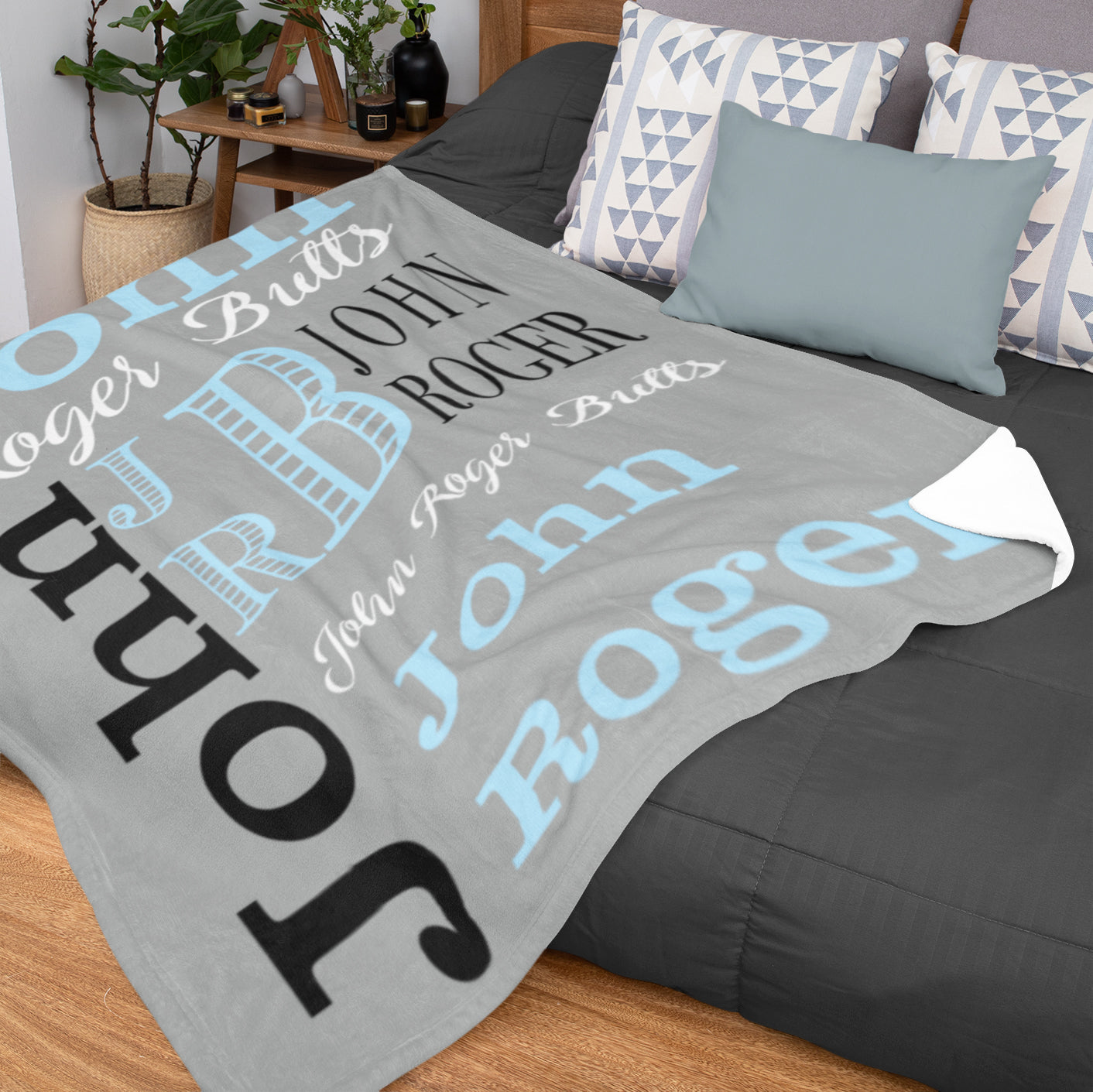 Personalized Name Word Art With Big Letters Baby Boy Fleece Blanket