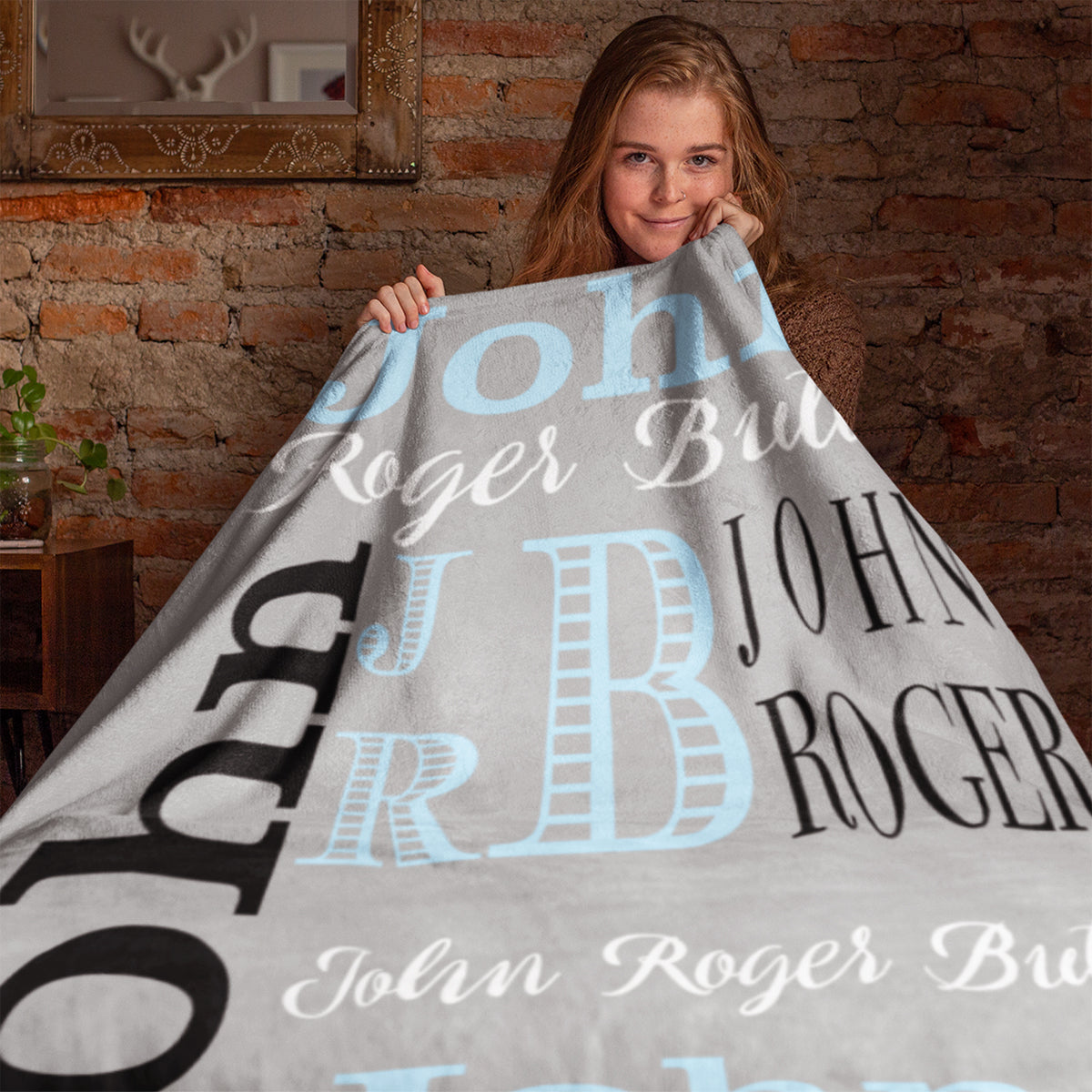 Personalized Name Word Art With Big Letters Baby Boy Fleece Blanket