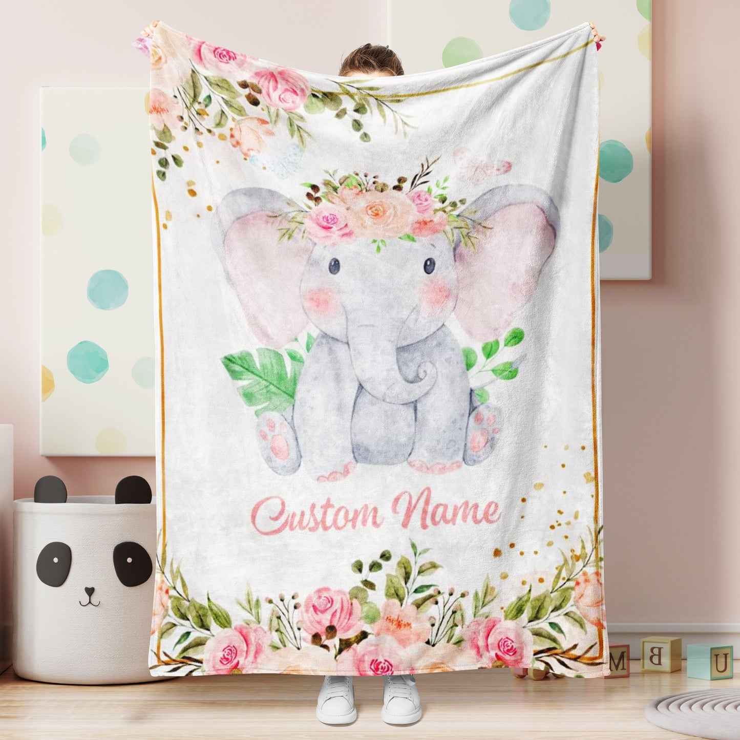 Personalized Sunflower Newborn Baby Girl Children Name Fleece Blanket | 110322