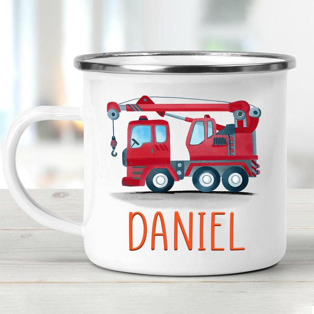 Personalized Enamel Mug Crane Red Multi Colors Rim