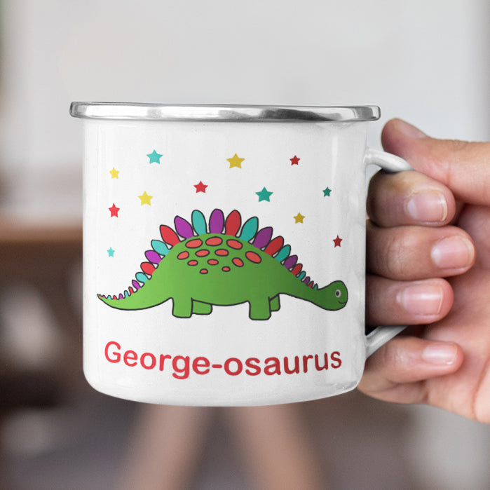 Personalized Multi Colors Rim Enamel Dinosaur Kids Mug | 22112809
