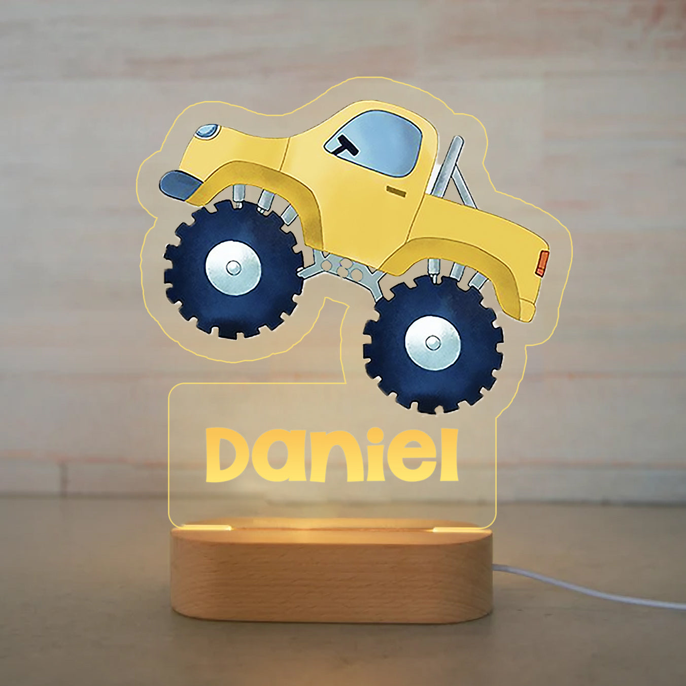 Personalized Cartoon Wood-base Night Light with LED Lighting for Children -I37