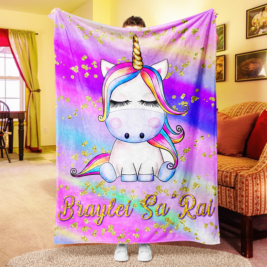 Personalized Magical Unicorn Fleece Blanket 13
