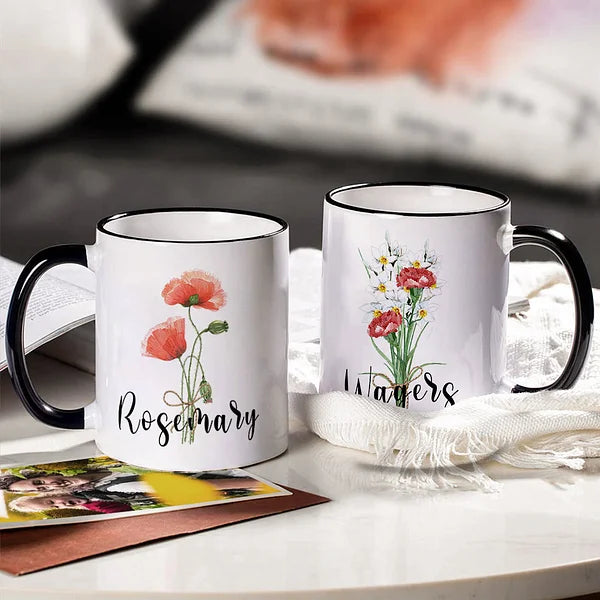 Personaliszd Ceramics Birth Flowers Bouquet Coffee Mug