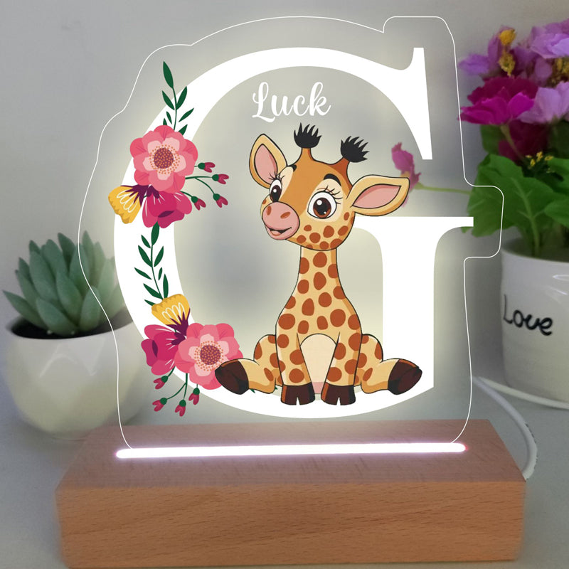 Personalized Bedroom Boys Girls Animal Mood Lighting With Initial