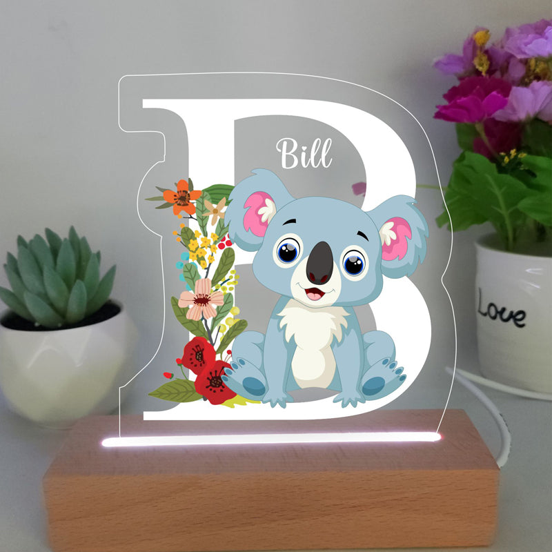 Personalized Bedroom Boys Girls Animal Mood Lighting With Initial
