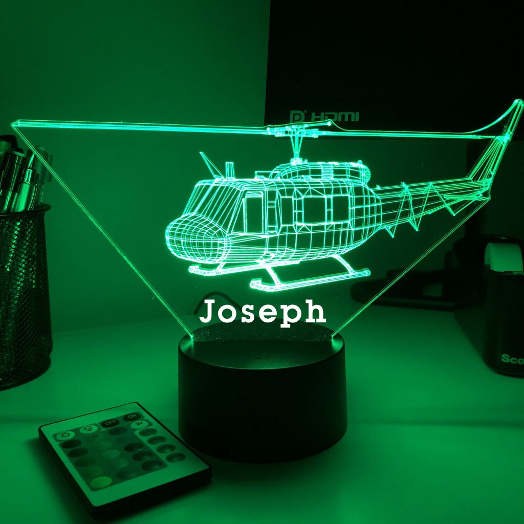 Personalized Helicopter Night Lights with Name 7/16 Colors Changing LED Lamp