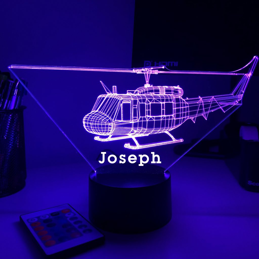 Personalized Helicopter Night Lights with Name 7/16 Colors Changing LED Lamp