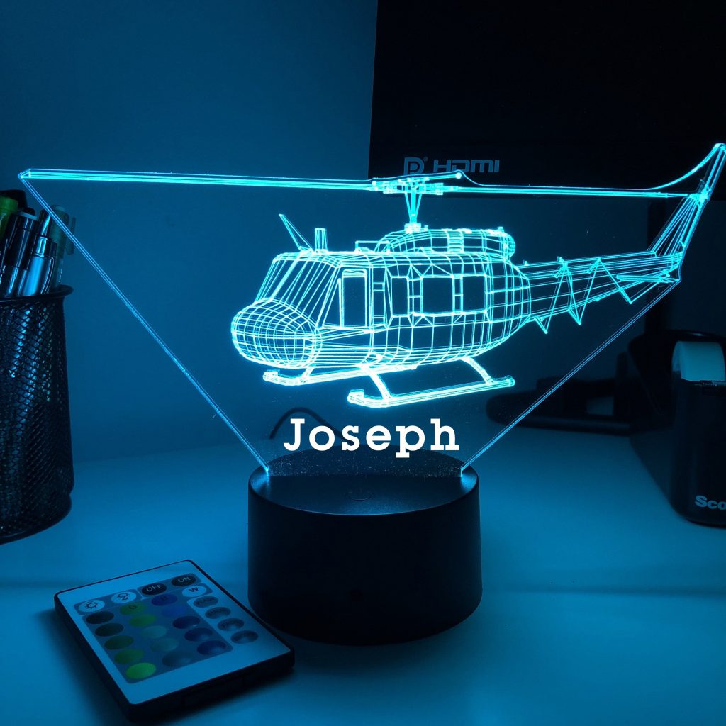 Personalized Helicopter Night Lights with Name 7/16 Colors Changing LED Lamp