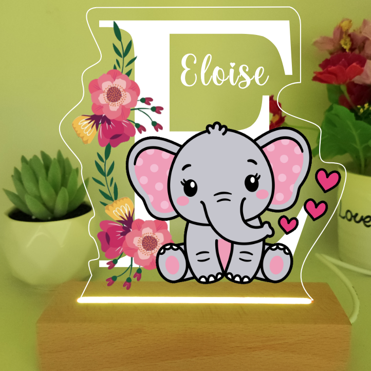 Personalized Bedroom Boys Girls Animal Mood Lighting With Initial