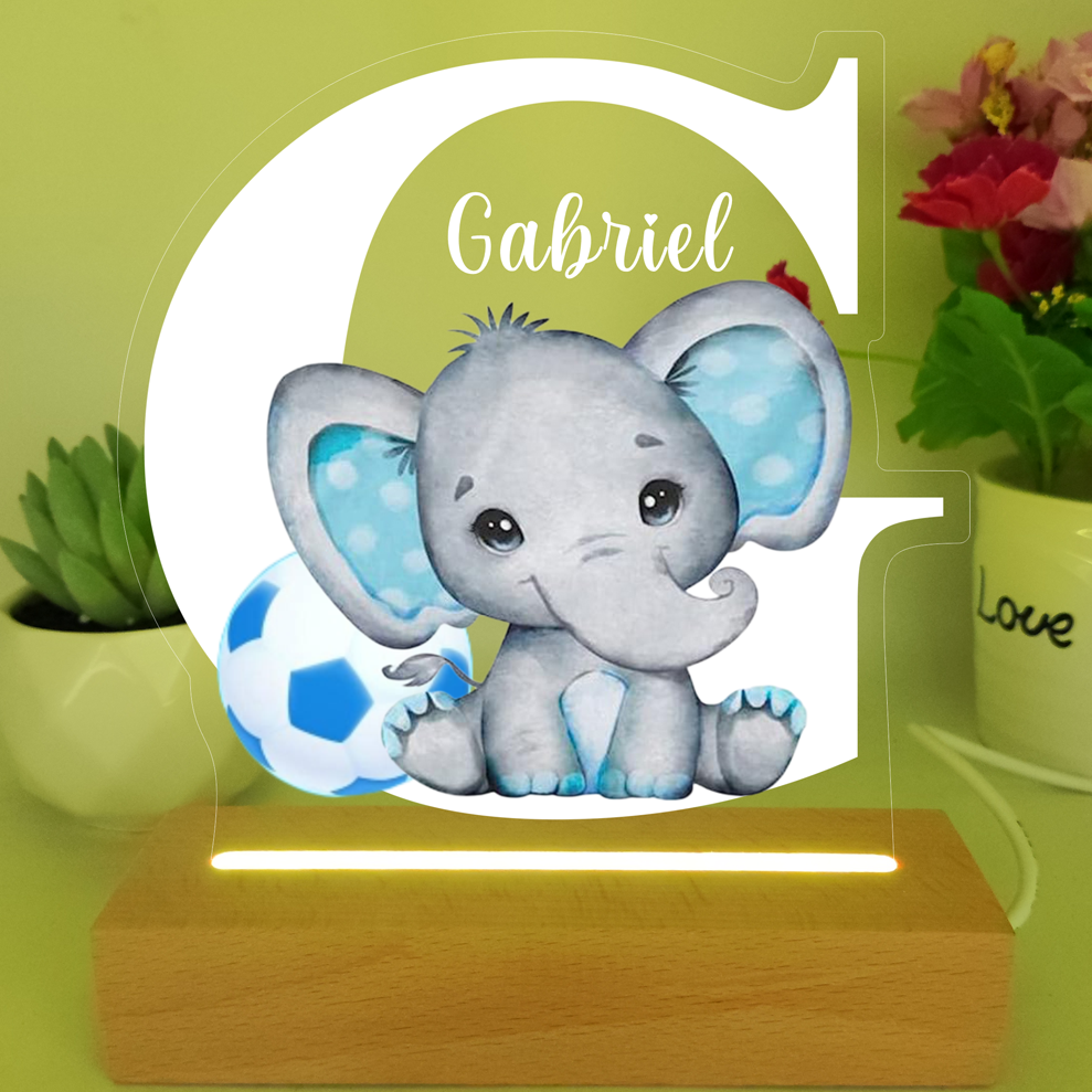 Personalized Bedroom Boys Girls Animal Mood Lighting With Initial