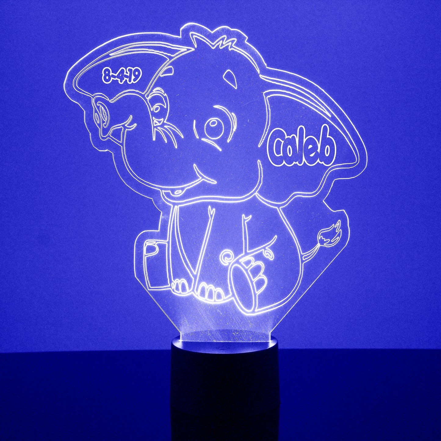 Personalized Elephant Night Lights with Name 7/16 Colors Changing LED Lamp Boys Girls Bedroom NL3020