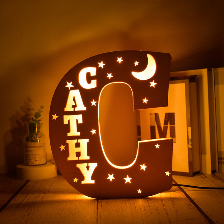 Personalized Wooden  Letter with Name LED Night Light