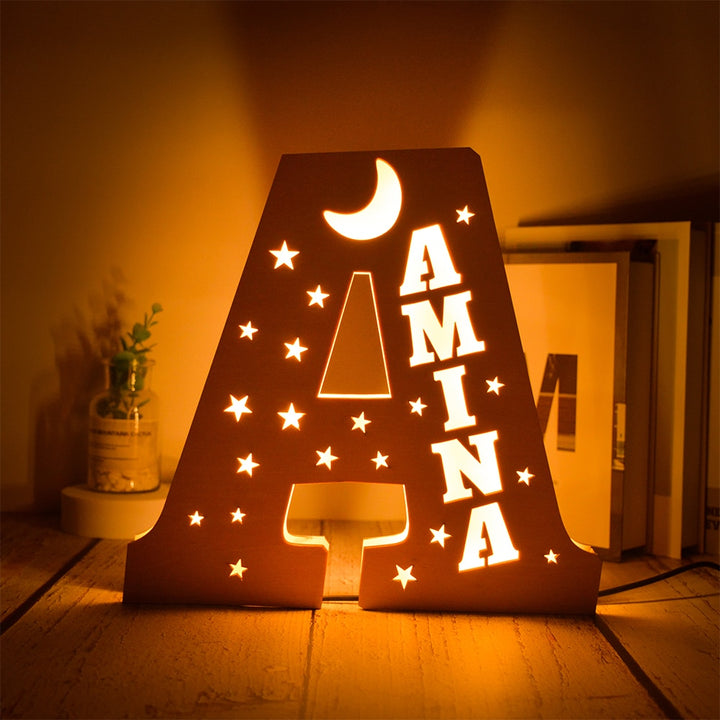 Personalized Wooden  Letter with Name LED Night Light