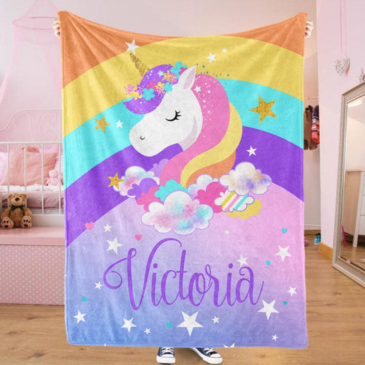 Personalized Magical Unicorn Fleece Blanket 11