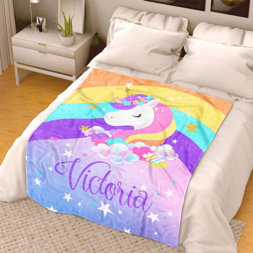 Personalized Magical Unicorn Fleece Blanket 11
