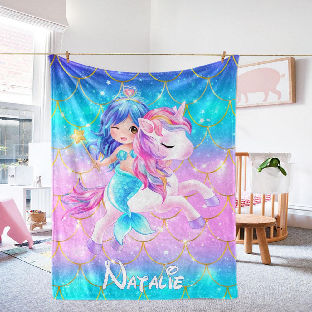 Personalized Magical Unicorn Fleece Blanket 09