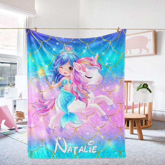 Personalized Magical Unicorn Fleece Blanket 09