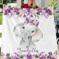 Personalized Name Fleece Blanket 13-Elephant