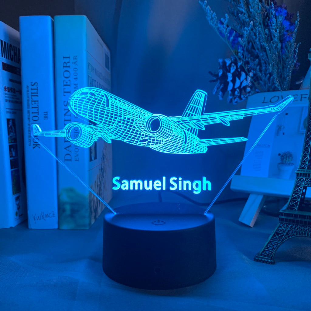 Personalized 3D Airplane Night Lights with Name 7/16 Colors Changing LED Lamp