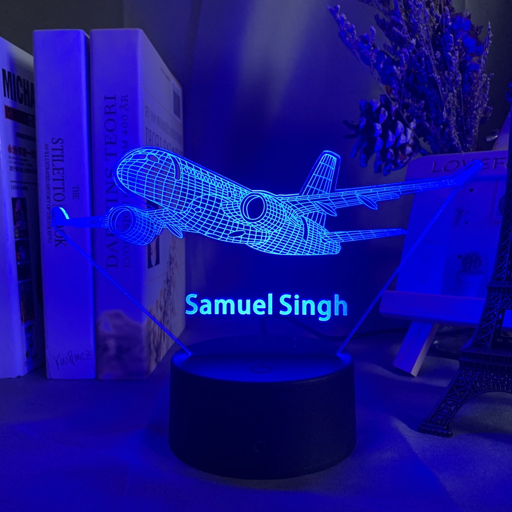 Personalized 3D Airplane Night Lights with Name 7/16 Colors Changing LED Lamp