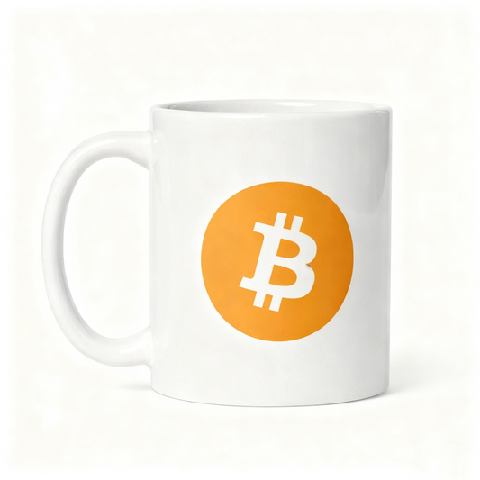 Bitcoin Logo - White glossy mug for Crypto Enthusiasts