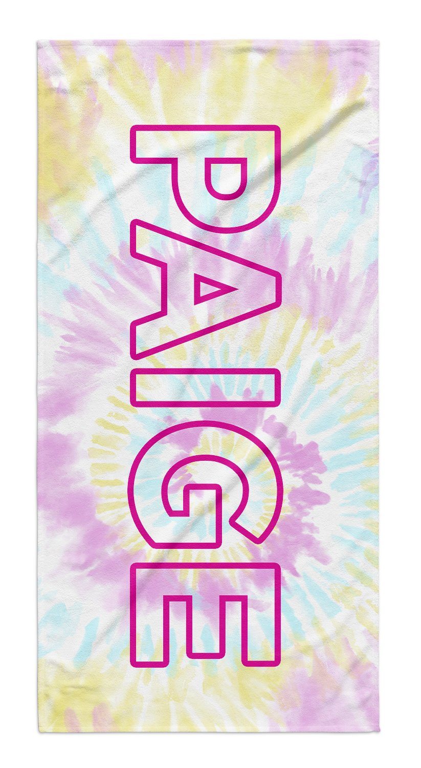 Personalized Beach Towel Tie Dye Colorful
