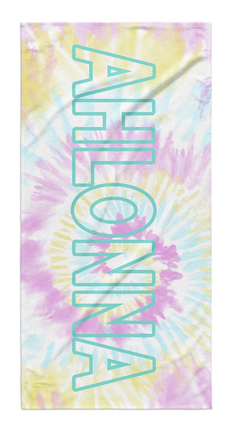 Personalized Beach Towel Tie Dye Colorful