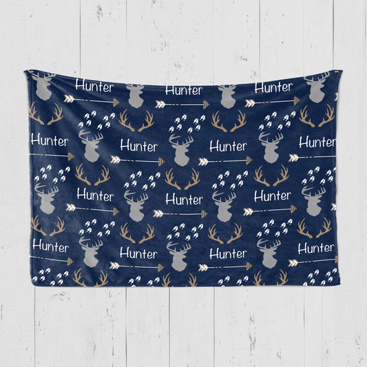 Personalized Name Fleece Deer Blanket Toddler Baby Boy Girls | 112310