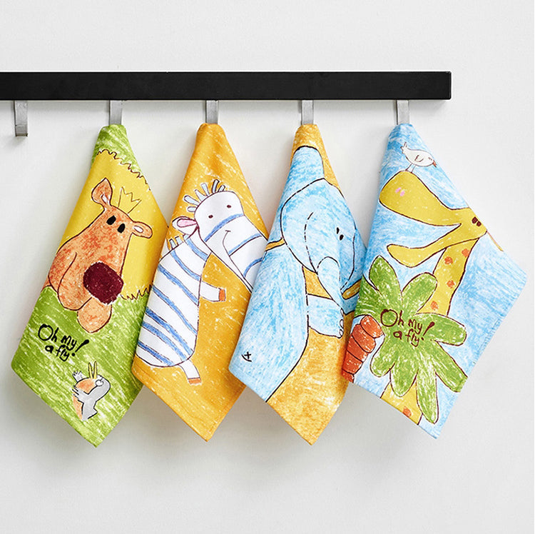 Personalized Cute Illustration Cotton Towel Embroidery With Kid's Name