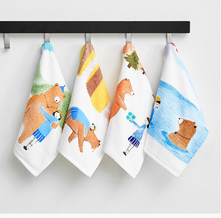 Personalized Cute Illustration Cotton Towel Embroidery With Kid's Name