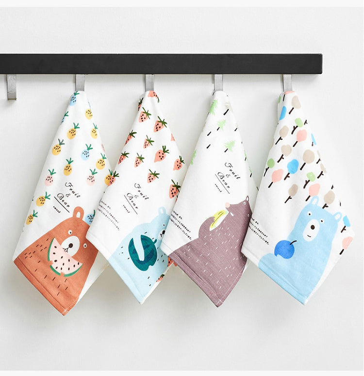 Personalized Cute Illustration Cotton Towel Embroidery With Kid's Name