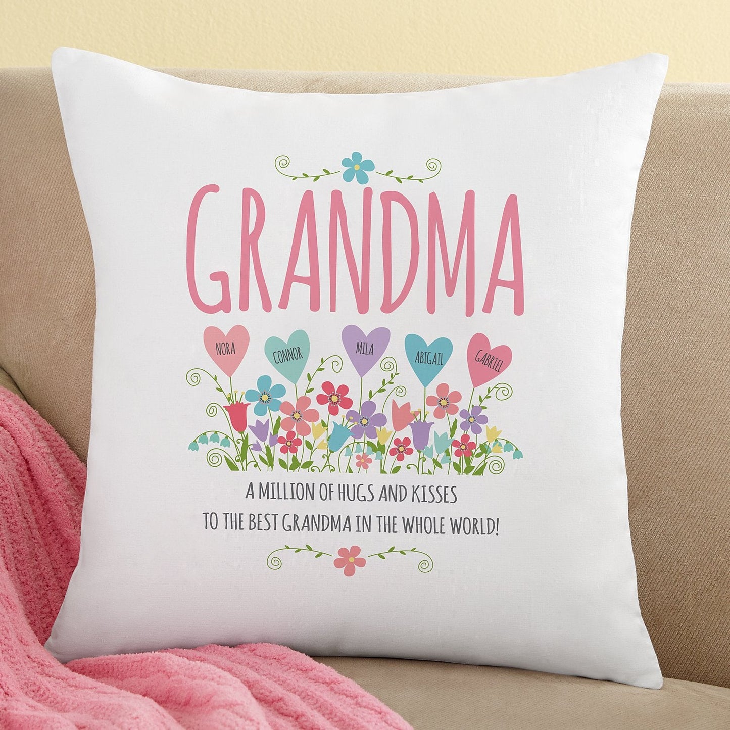 Personalized Heart Garden Name Pillow