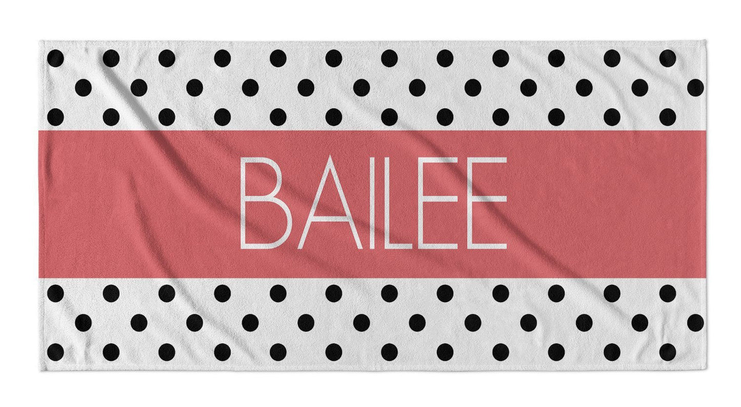 Personalized Beach Towel Polka Dot