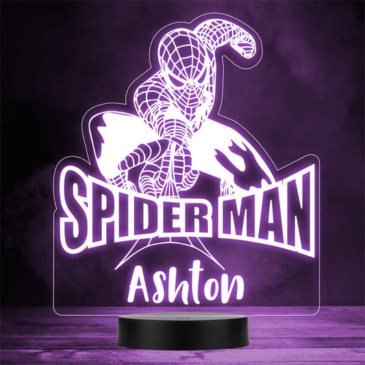 Personalised Colour Change Light LED Bedroom Night Light Boys Girls Spiderman