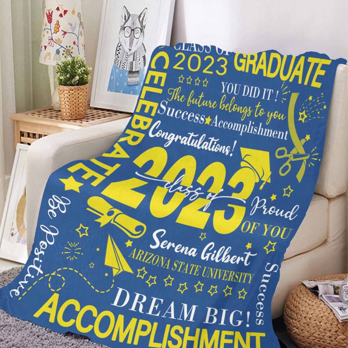 Personalized Graduation Blanket Multicolors