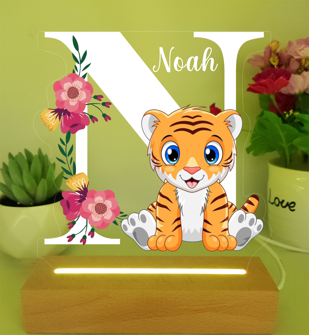 Personalized Bedroom Boys Girls Animal Mood Lighting With Initial